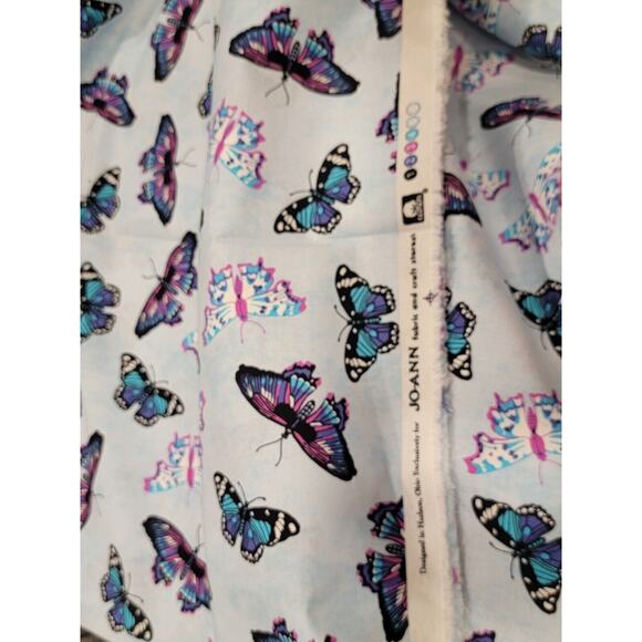 NEW Cotton fabric BLUE PURPLE BUTTERFLIES SKY Butterfly 2yards Joanns - Picture 2 of 3